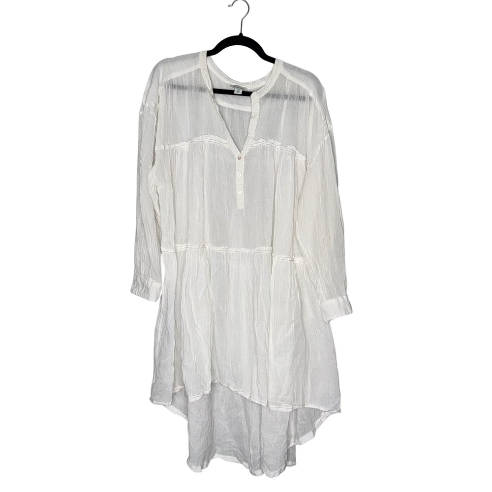 Sundance Tunic Top Womens XXL White Good Cotton Gauze Tiered High Low Boho